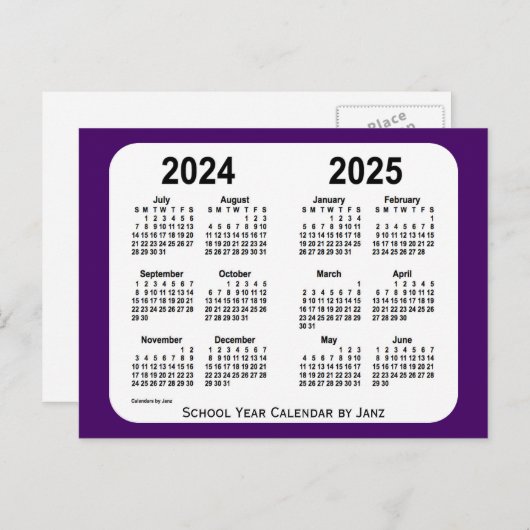 2024-2025 Lila Schuljahr in Mini von Janz Postkarte (Vorne/Hinten)