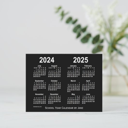2024-2025 Neon White School Calendar von Janz Postkarte (Stehend Vorderseite)