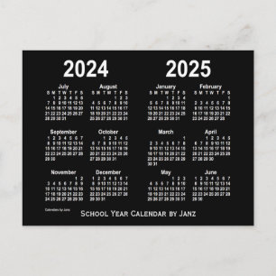 2024-2025 Neon White School Calendar von Janz Postkarte