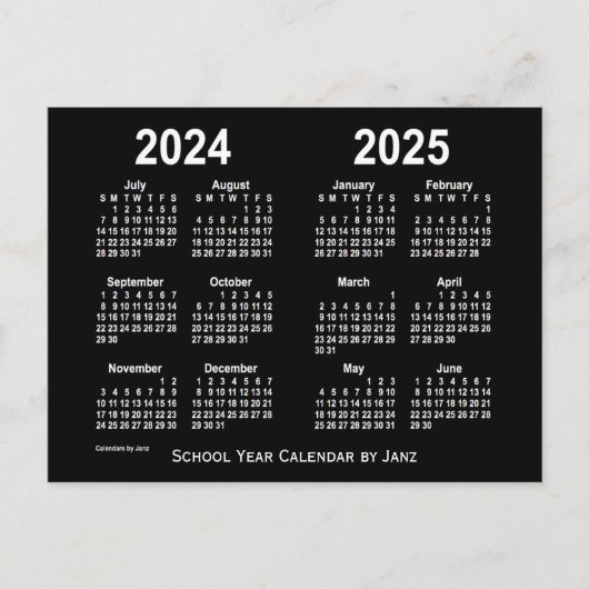 2024-2025 Neon White School Calendar von Janz Postkarte (Vorderseite)
