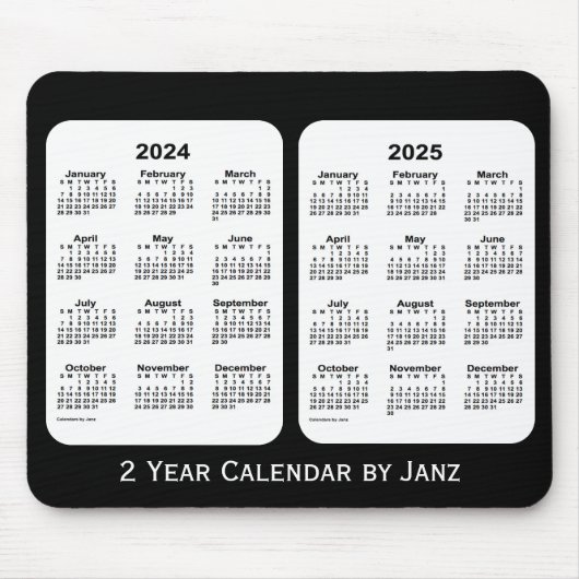 2024-2025 Schwarz-Weiß-Kalender von Janz Mousepad (Vorne)