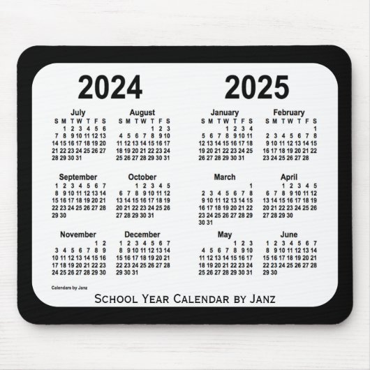 2024-2025 Schwarz-Weiß-Schulkalender von Janz Mousepad (Vorne)
