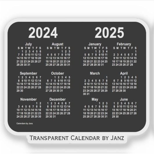 2024-2025 Transparenter Neonkalender von Janz Aufkleber (Vorderseite)