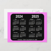2024-2025 Violet Neon Mini Schulkalender von Janz Postkarte (Vorne/Hinten)