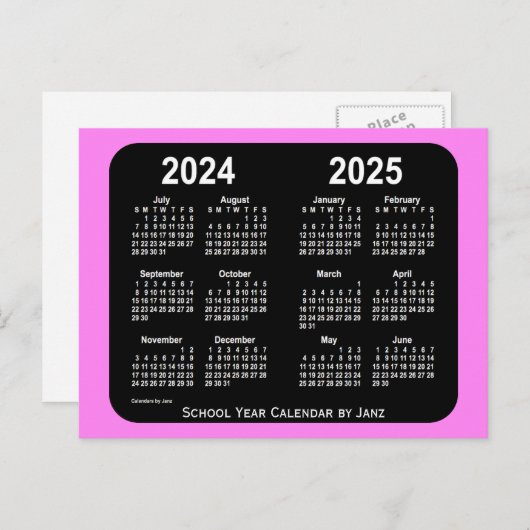 2024-2025 Violet Neon Mini Schulkalender von Janz Postkarte (Vorne/Hinten)