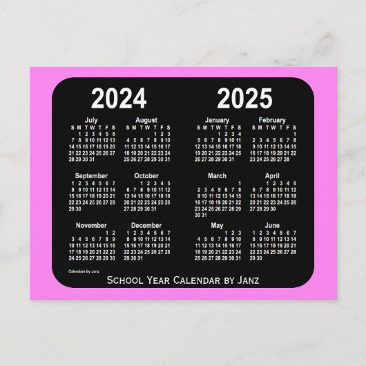 2024-2025 Violet Neon Mini Schulkalender von Janz Postkarte (Vorderseite)