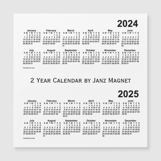 2024-2025 Weißer 2-Jahres-Kalender von Janz Magnet (Vorderseite)