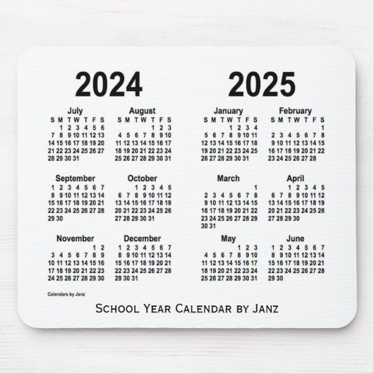 2024-2025 Weißer Schulkalender von Janz Mousepad (Vorne)