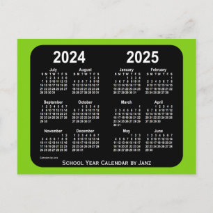 2024-2025 Yellowgreen Neon School Calendar by Janz Postkarte