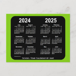 2024-2025 Yellowgreen Neon School Calendar by Janz Postkarte