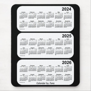 2024-2026 3-jähriger Schwarzweiss-Kalender durch Mousepad