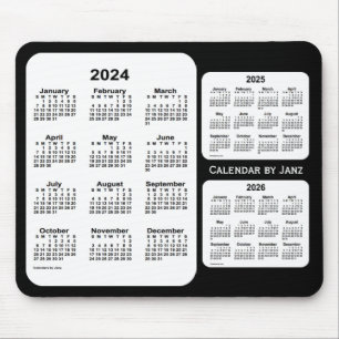 2024-2026 3-jähriger Schwarzweiss-Kalender durch Mousepad