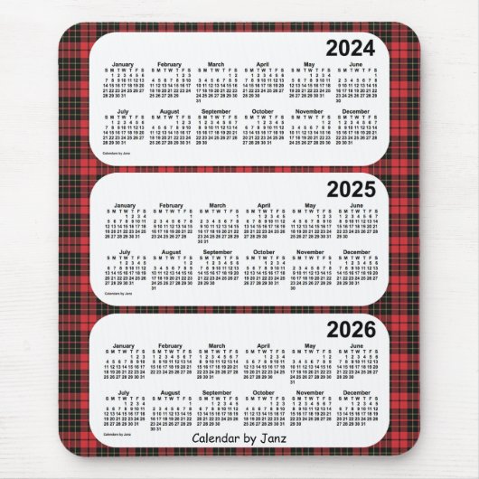 2024-2026 Karierter Dreijahreskalender von Janz Mousepad (Vorne)