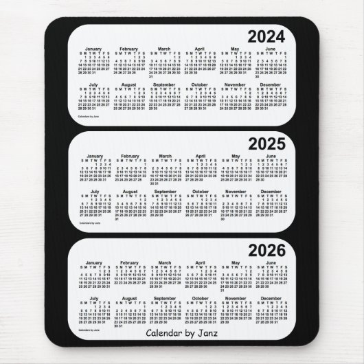 2024-2026 Schwarz-Weiß-Dreijahreskalender von Janz Mousepad (Vorne)