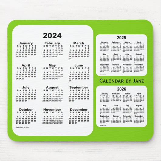 2024-2026 Yellow Green 3 Year Calendar by Janz Mousepad (Vorne)