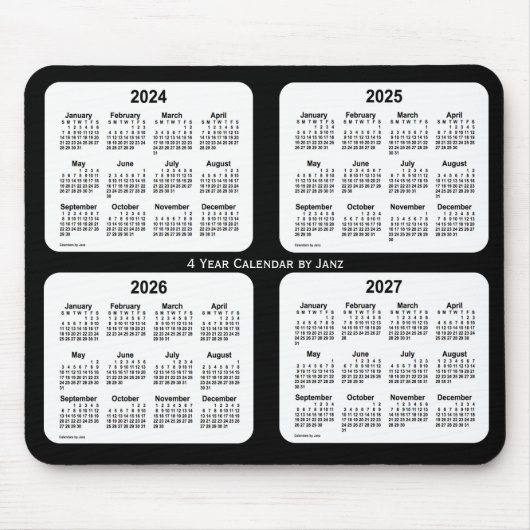 2024-2027 Schwarz-Weiß-Kalender von Janz Mousepad (Vorne)
