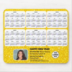 2024 - 2029 Calendar Business Foto Gold Glitzer Mousepad