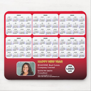 2024 - 2029 Calendar Corporate Logo Foto auf Rot Mousepad