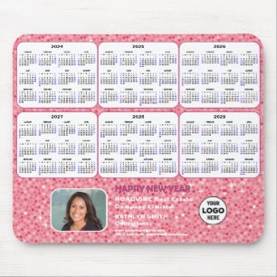 2024 - 2029 Kalender Business Foto Rosa Glitzer Mousepad