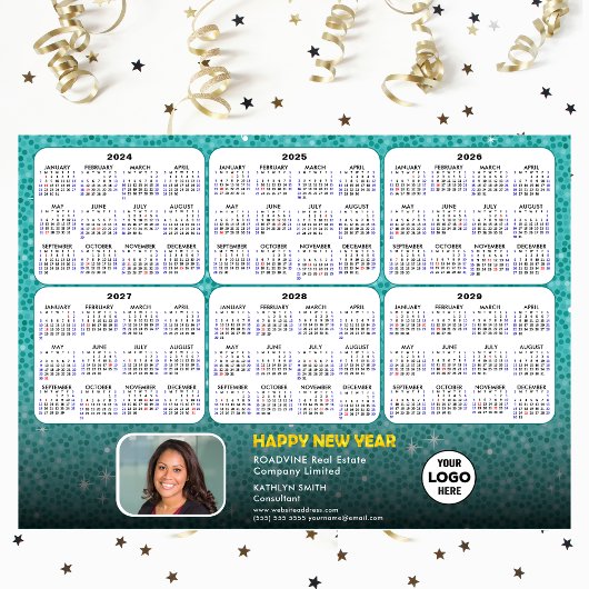 2024 - 2029 Kalender Firmenlogo Green Magnetic Magnetkarte