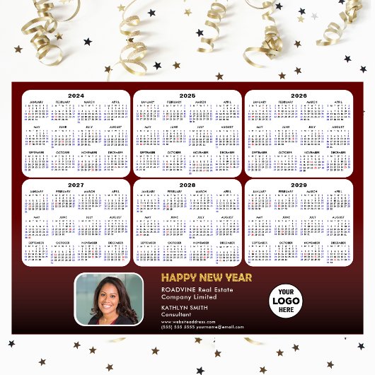 2024 - 2029 Kalender Foto Rot Magnetic Magnetkarte