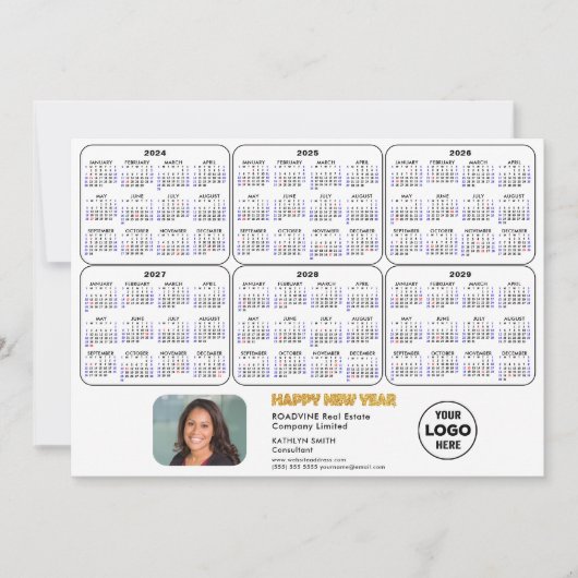 2024 - 2029 - Minimalistisches Firmenlogo Feiertagskarte (Vorderseite)