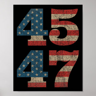 2024 45 47 Vintage amerikanische Flagge Retro 4547 Poster