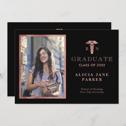 2024 Abschluss der Krankenpflege Rose Gold Foto Ankündigung (Vorne/Hinten)