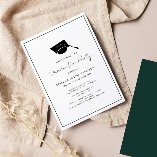 2024 Abschluss Elegant Script Green Grad Party Einladung