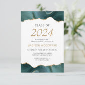 2024 Abschluss Foto Aquamarin Gold Agate Einladung (Stehend Vorderseite)