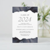 2024 Abschluss Foto Blue Gray Agate Einladung (Stehend Vorderseite)