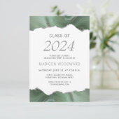 2024 Abschluss Foto Sage Green Silver Agate Einladung (Stehend Vorderseite)