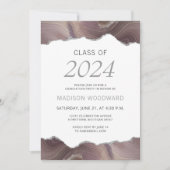 2024 Abschluss Foto Taupe Silver Agate Einladung (Vorderseite)
