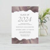2024 Abschluss Foto Taupe Silver Agate Einladung (Stehend Vorderseite)
