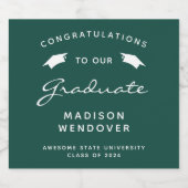 2024 Abschluss für grüne weiße Script-Cap Schaumweinetikett (Einzelnes Label)