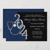 2024 Abschluss für Krankenpflege Blau Einladung (Vorne/Hinten)