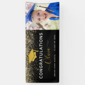 2024 Abschluss Glitzer Black Gold Banner (Vertikal)