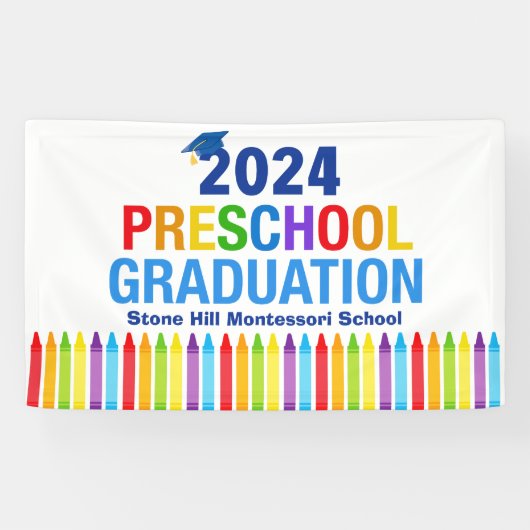 2024 Abschluss in der Vorschule Anpassbare Schule Banner (Horizontal)