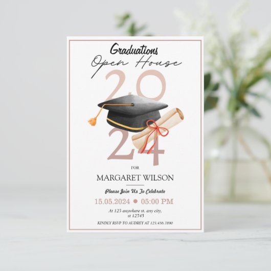 2024 Abschluss Open House Einladung (Stehend Vorderseite)