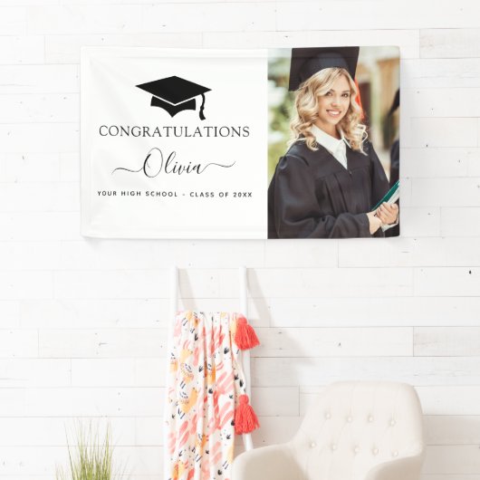 2024 Abschluss Schwarz-weiße Uni der High School Banner (Insitu)