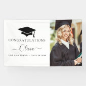2024 Abschluss Schwarz-weiße Uni der High School Banner (Horizontal)