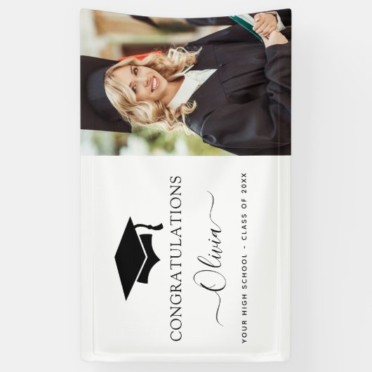 2024 Abschluss Schwarz-weiße Uni der High School Banner (Vertikal)