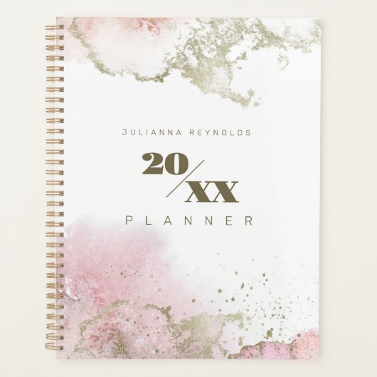 2024 Abstrakt Pink & Gold-Planer Planer (Vorderseite)