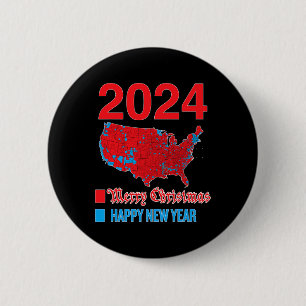 2024 Accurate Election Map Frohe Weihnachten Glück Button