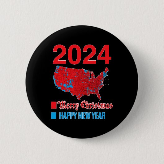2024 Accurate Election Map Frohe Weihnachten Glück Button (Vorderseite)