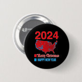 2024 Accurate Election Map Frohe Weihnachten Glück Button (Vorne & Hinten)