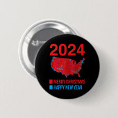 2024 Accurate Election Map Frohe Weihnachten Glück Button (Vorne & Hinten)
