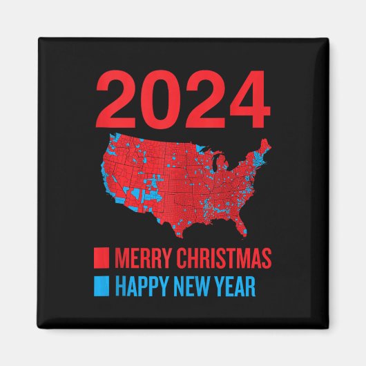 2024 Accurate Election Map Frohe Weihnachten Glück Magnet (Vorne)