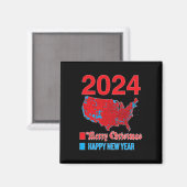 2024 Accurate Election Map Frohe Weihnachten Glück Magnet (Vorderseite/Rückseite)