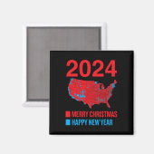 2024 Accurate Election Map Frohe Weihnachten Glück Magnet (Vorderseite/Rückseite)